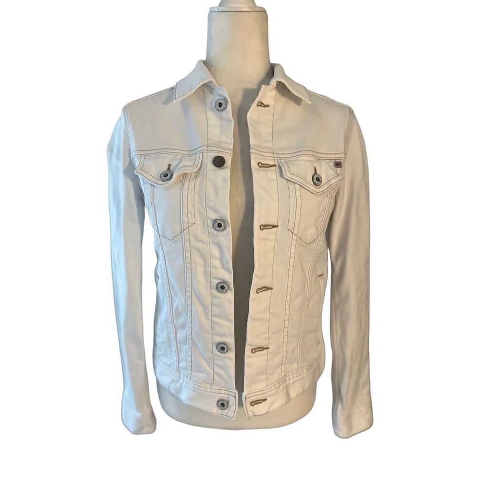 Ag Adriano Goldschmied White Jean Jacket Fitted Tailored Design
